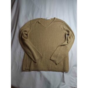 Vintage 90s Chaus & Co Sweater Womens S Gold Shimmer Preppy Classic Academia